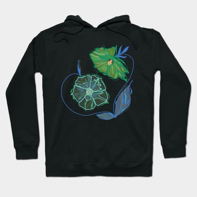 BLUE AND GREEN BLOSSOMS Hoodie by aroba